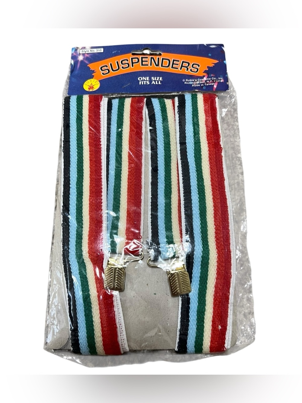 Vtg Rubies Striped Multicolor Rainbow Costume Suspenders